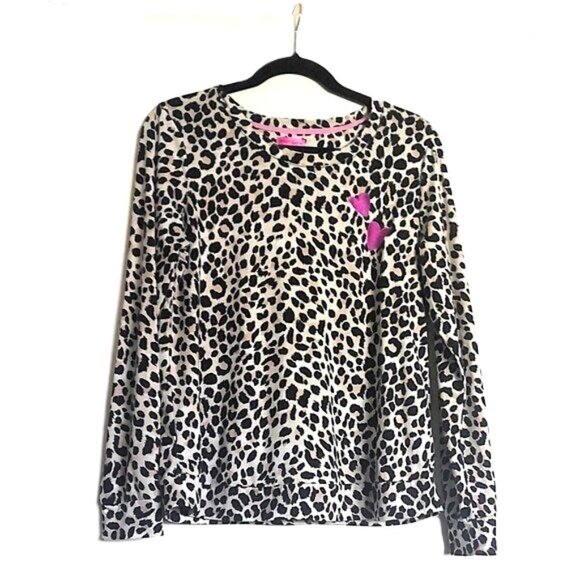 Betsey Johnson Other - Betsey Johnson Cheetah Pajama Top W/ Hearts Super Soft & Stretch EUC  Sz S